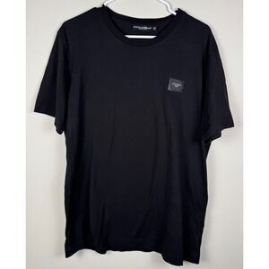 Dolce & Gabbana Black Cotton T Shirt with Branded Tag Made in Italy Mens Sz 52/L